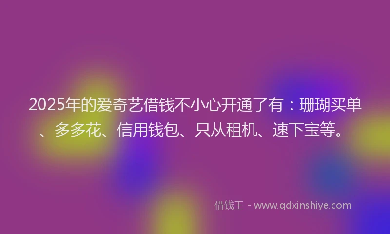 2025年的爱奇艺借钱不小心开通了有：珊瑚买单、多多花、信用钱包、只从租机、速下宝等。