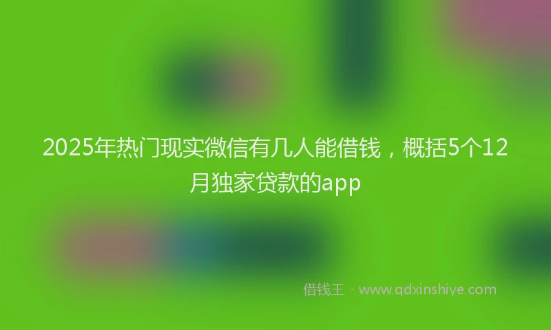 2025年热门现实微信有几人能借钱，概括5个12月独家贷款的app