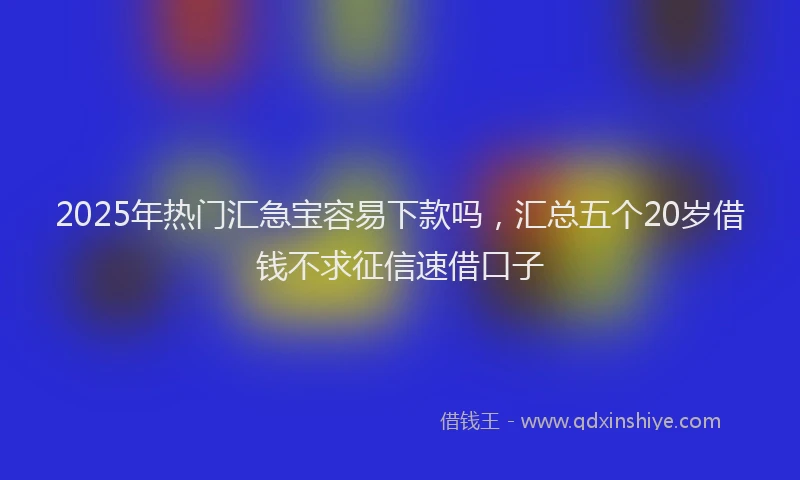 2025年热门汇急宝容易下款吗，汇总五个20岁借钱不求征信速借口子