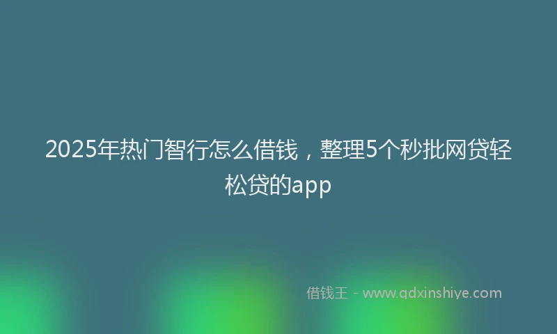 2025年热门智行怎么借钱，整理5个秒批网贷轻松贷的app
