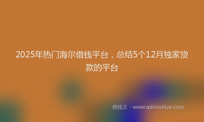 2025年热门海尔借钱平台，总结5个12月独家贷款的平台