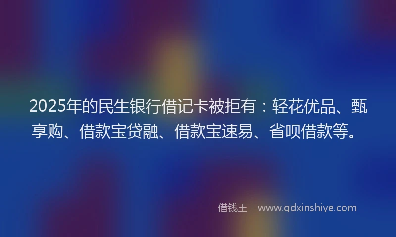 2025年的民生银行借记卡被拒有：轻花优品、甄享购、借款宝贷融、借款宝速易、省呗借款等。