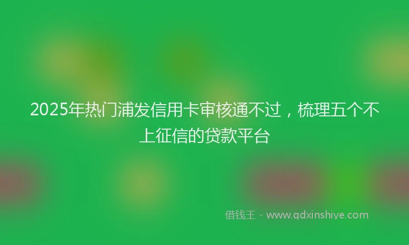 2025年热门浦发信用卡审核通不过，梳理五个不上征信的贷款平台