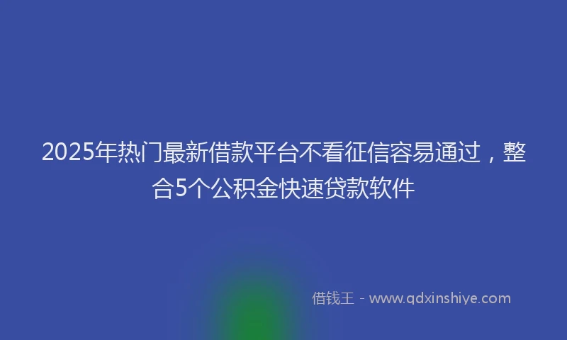 2025年热门最新借款平台不看征信容易通过，整合5个公积金快速贷款软件