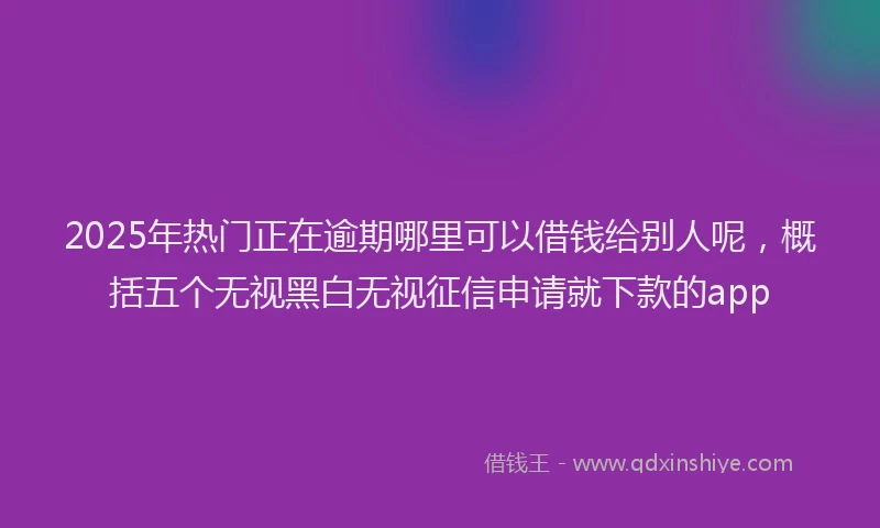 2025年热门正在逾期哪里可以借钱给别人呢，概括五个无视黑白无视征信申请就下款的app