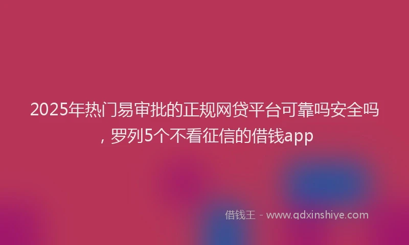 2025年热门易审批的正规网贷平台可靠吗安全吗，罗列5个不看征信的借钱app
