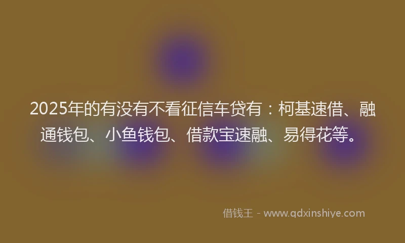 2025年的有没有不看征信车贷有：柯基速借、融通钱包、小鱼钱包、借款宝速融、易得花等。