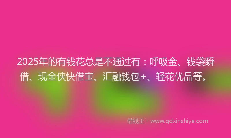 2025年的有钱花总是不通过有：呼吸金、钱袋瞬借、现金侠快借宝、汇融钱包+、轻花优品等。