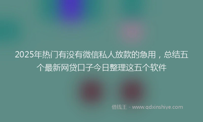 2025年热门有没有微信私人放款的急用，总结五个最新网贷口子今日整理这五个软件
