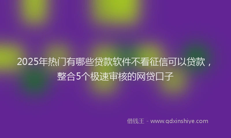 2025年热门有哪些贷款软件不看征信可以贷款，整合5个极速审核的网贷口子