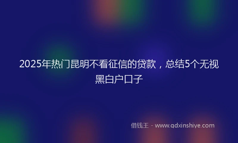 2025年热门昆明不看征信的贷款，总结5个无视黑白户口子