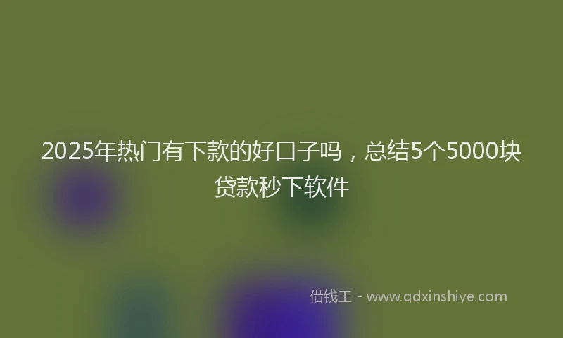 2025年热门有下款的好口子吗，总结5个5000块贷款秒下软件