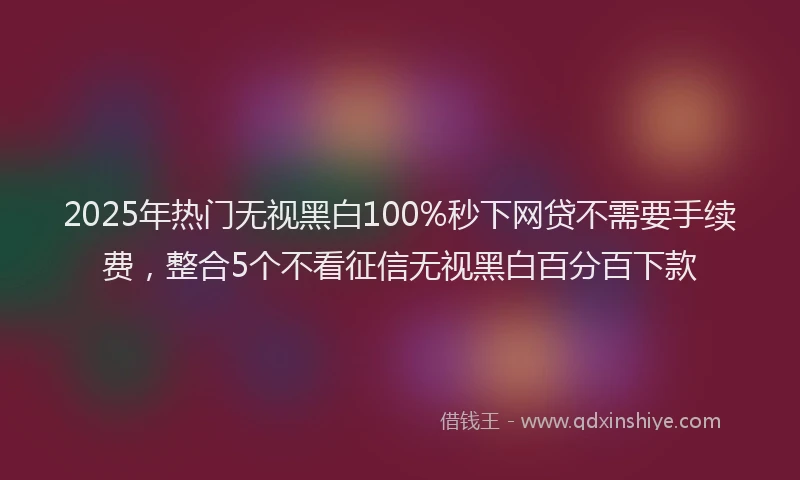 2025年热门无视黑白100%秒下网贷不需要手续费，整合5个不看征信无视黑白百分百下款