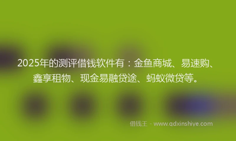 2025年的测评借钱软件有：金鱼商城、易速购、鑫享租物、现金易融贷途、蚂蚁微贷等。