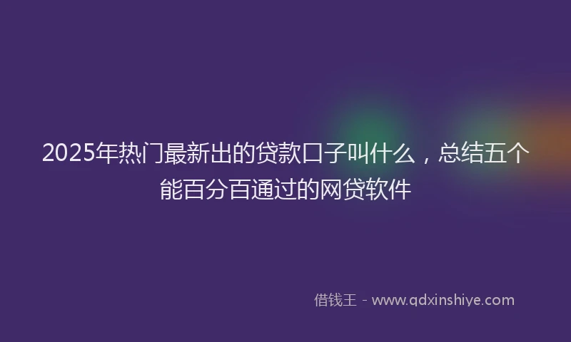 2025年热门最新出的贷款口子叫什么，总结五个能百分百通过的网贷软件