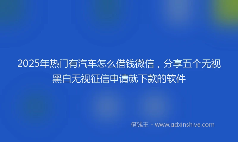 2025年热门有汽车怎么借钱微信，分享五个无视黑白无视征信申请就下款的软件