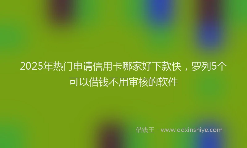 2025年热门申请信用卡哪家好下款快，罗列5个可以借钱不用审核的软件
