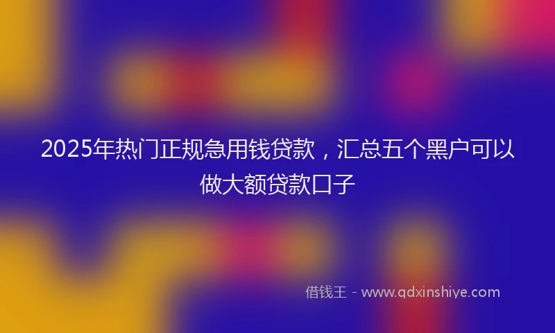 2025年热门正规急用钱贷款，汇总五个黑户可以做大额贷款口子