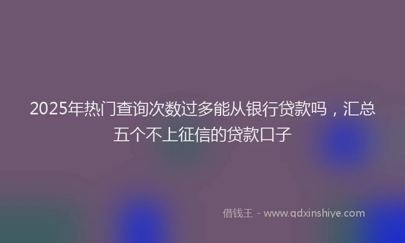 2025年热门查询次数过多能从银行贷款吗，汇总五个不上征信的贷款口子