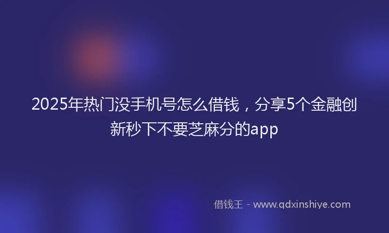 2025年热门没手机号怎么借钱，分享5个金融创新秒下不要芝麻分的app