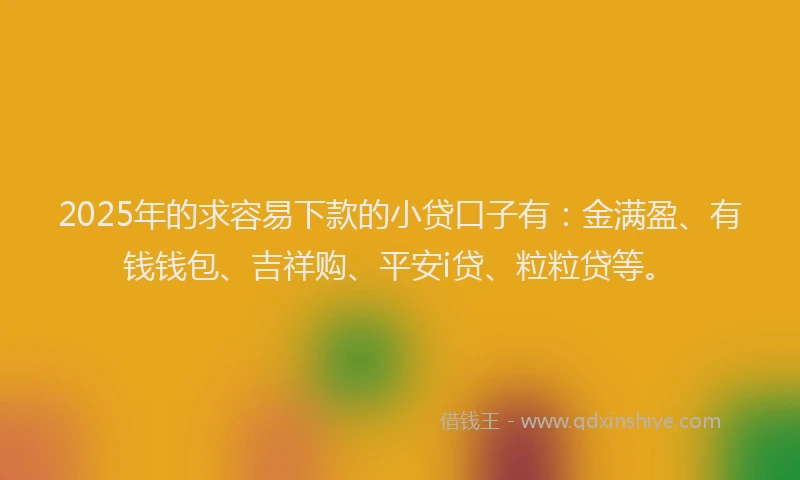 2025年的求容易下款的小贷口子有：金满盈、有钱钱包、吉祥购、平安i贷、粒粒贷等。