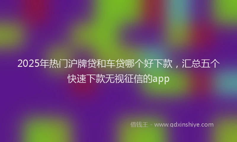 2025年热门沪牌贷和车贷哪个好下款，汇总五个快速下款无视征信的app
