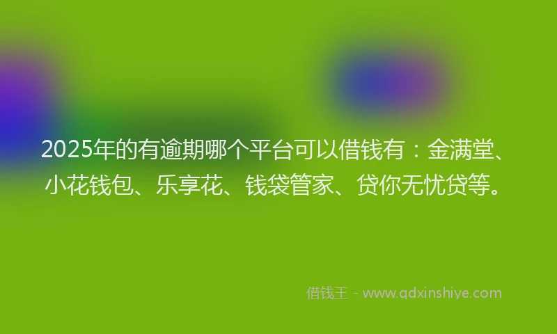 2025年的有逾期哪个平台可以借钱有：金满堂、小花钱包、乐享花、钱袋管家、贷你无忧贷等。