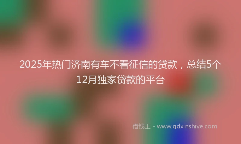 2025年热门济南有车不看征信的贷款，总结5个12月独家贷款的平台