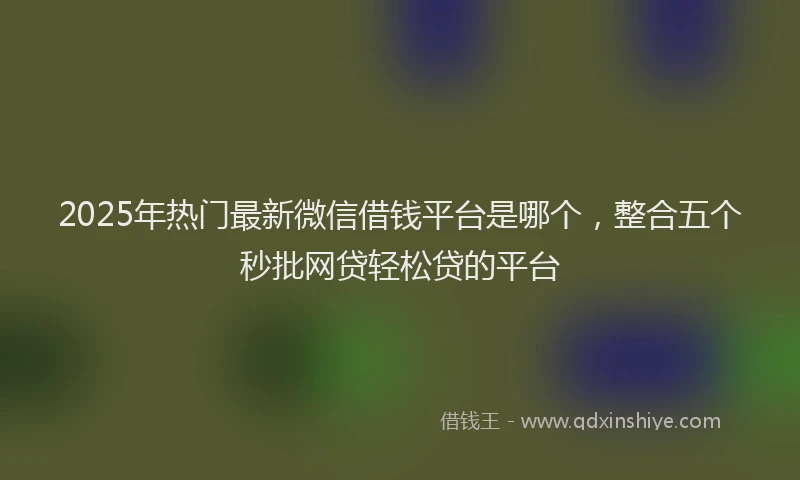 2025年热门最新微信借钱平台是哪个，整合五个秒批网贷轻松贷的平台