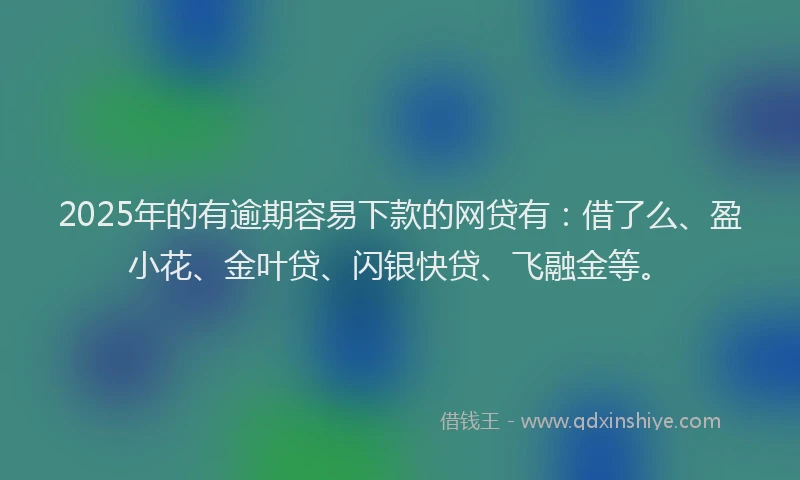 2025年的有逾期容易下款的网贷有：借了么、盈小花、金叶贷、闪银快贷、飞融金等。
