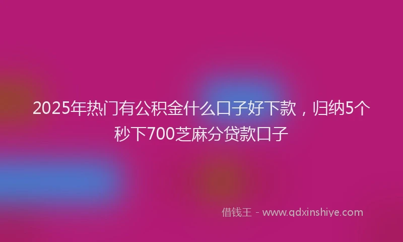 2025年热门有公积金什么口子好下款，归纳5个秒下700芝麻分贷款口子