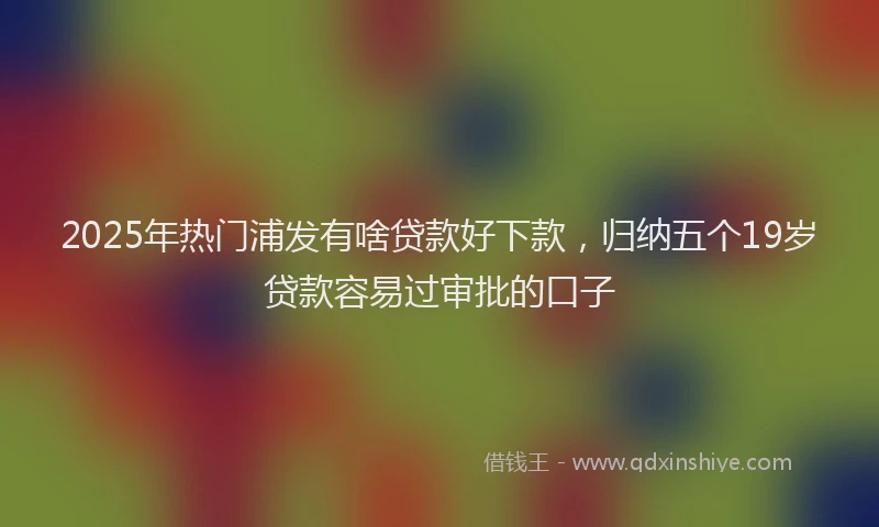 2025年热门浦发有啥贷款好下款，归纳五个19岁贷款容易过审批的口子