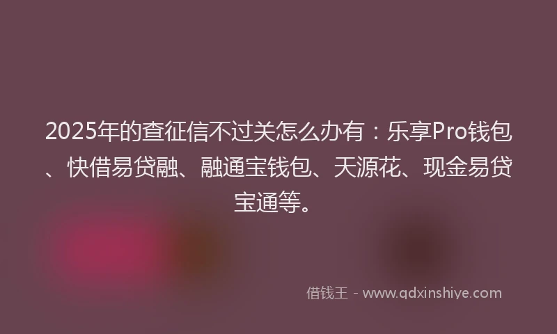 2025年的查征信不过关怎么办有：乐享Pro钱包、快借易贷融、融通宝钱包、天源花、现金易贷宝通等。