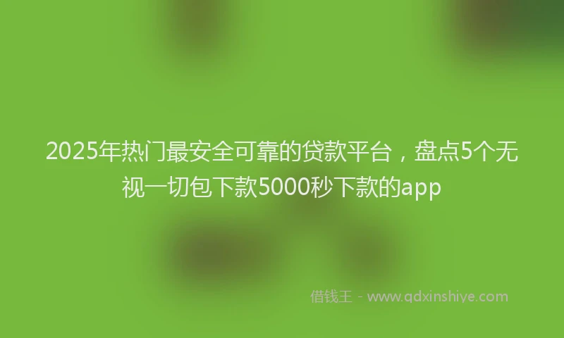 2025年热门最安全可靠的贷款平台，盘点5个无视一切包下款5000秒下款的app