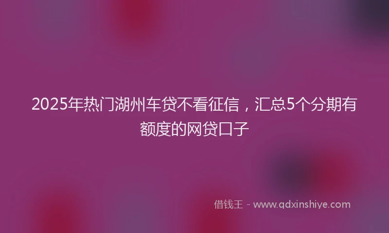 2025年热门湖州车贷不看征信，汇总5个分期有额度的网贷口子