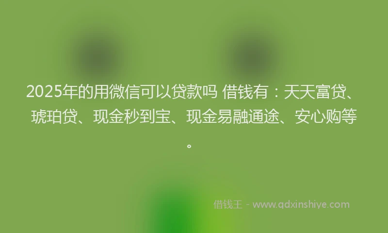 2025年的用微信可以贷款吗 借钱有：天天富贷、琥珀贷、现金秒到宝、现金易融通途、安心购等。