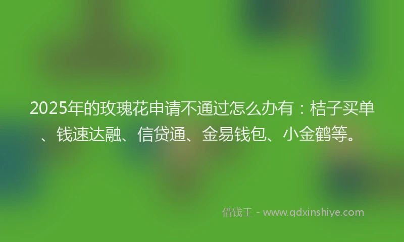 2025年的玫瑰花申请不通过怎么办有：桔子买单、钱速达融、信贷通、金易钱包、小金鹤等。