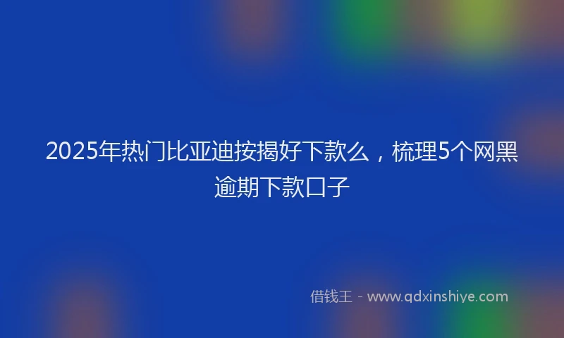 2025年热门比亚迪按揭好下款么，梳理5个网黑逾期下款口子