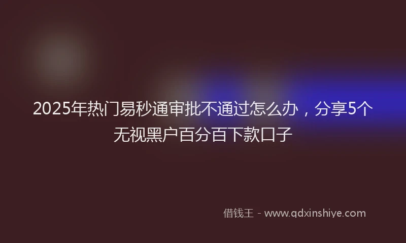 2025年热门易秒通审批不通过怎么办，分享5个无视黑户百分百下款口子