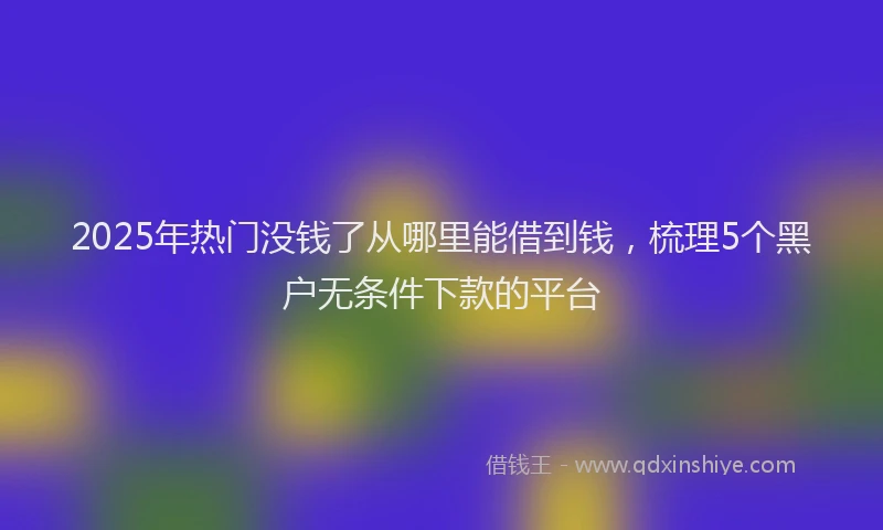 2025年热门没钱了从哪里能借到钱，梳理5个黑户无条件下款的平台