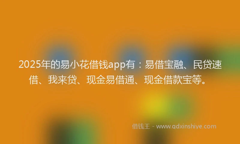 2025年的易小花借钱app有：易借宝融、民贷速借、我来贷、现金易借通、现金借款宝等。