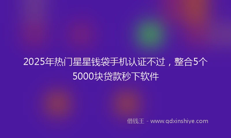 2025年热门星星钱袋手机认证不过，整合5个5000块贷款秒下软件