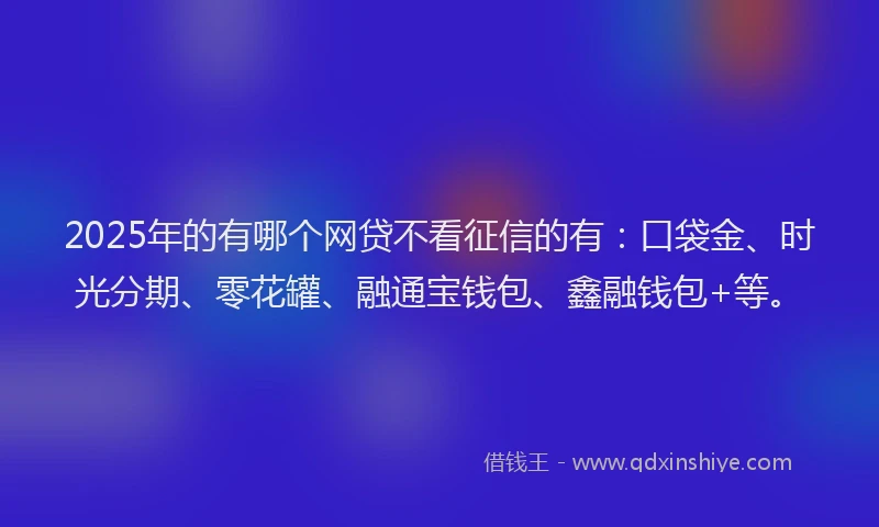 2025年的有哪个网贷不看征信的有：口袋金、时光分期、零花罐、融通宝钱包、鑫融钱包+等。