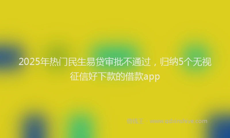 2025年热门民生易贷审批不通过，归纳5个无视征信好下款的借款app