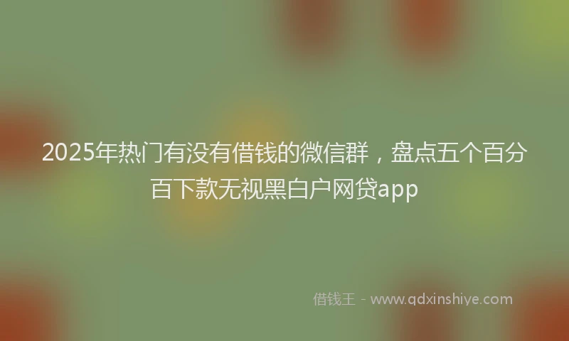 2025年热门有没有借钱的微信群，盘点五个百分百下款无视黑白户网贷app