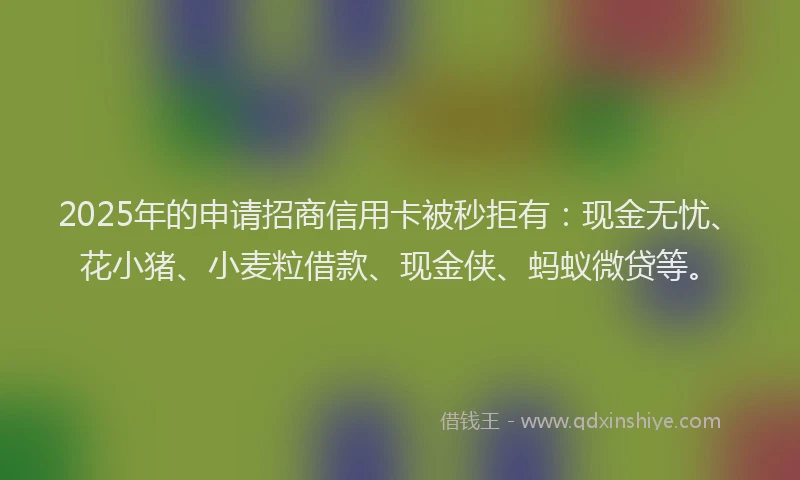 2025年的申请招商信用卡被秒拒有：现金无忧、花小猪、小麦粒借款、现金侠、蚂蚁微贷等。