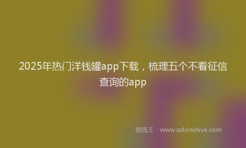 2025年热门洋钱罐app下载，梳理五个不看征信查询的app