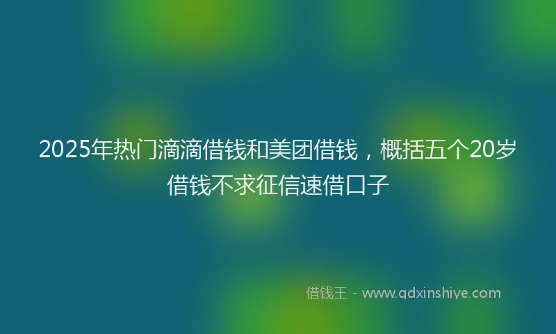 2025年热门滴滴借钱和美团借钱，概括五个20岁借钱不求征信速借口子