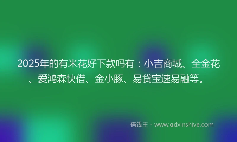 2025年的有米花好下款吗有：小吉商城、全金花、爱鸿森快借、金小豚、易贷宝速易融等。