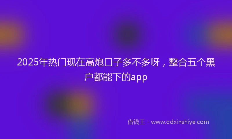 2025年热门现在高炮口子多不多呀，整合五个黑户都能下的app